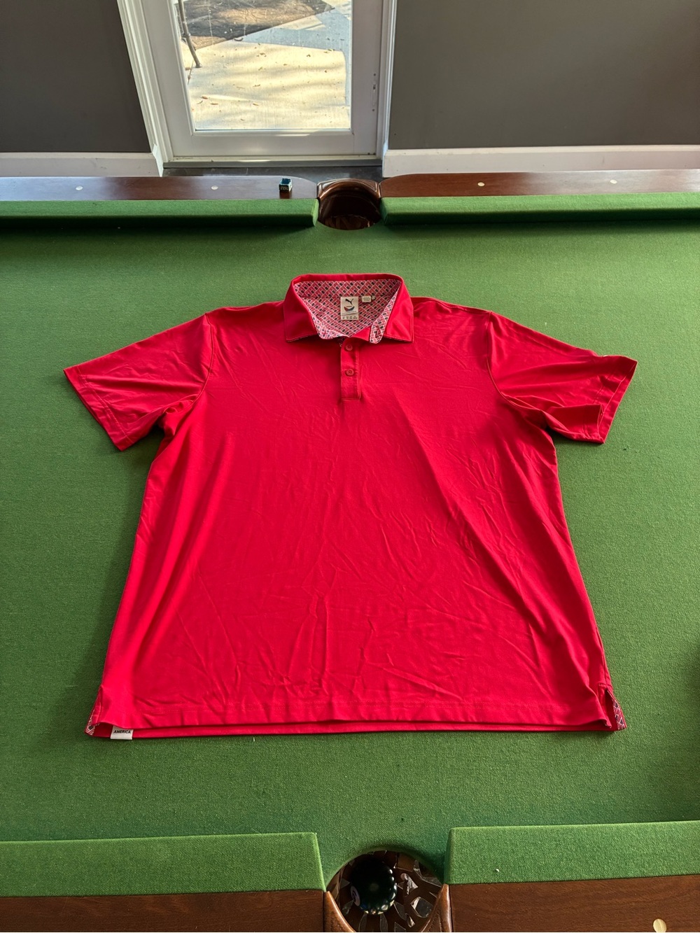 Puma Volition American Flag Polo Shirt Golf Trail Logo Red Short Sleeve Mens XL